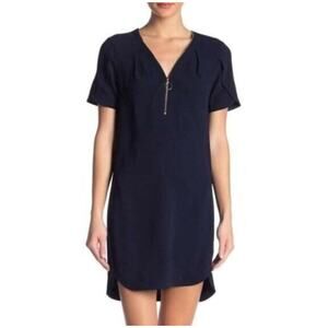 NEW Trina Turk Taliah Crepe Tunic Dress Women's Size 2 Indigo Blue Zipper Front